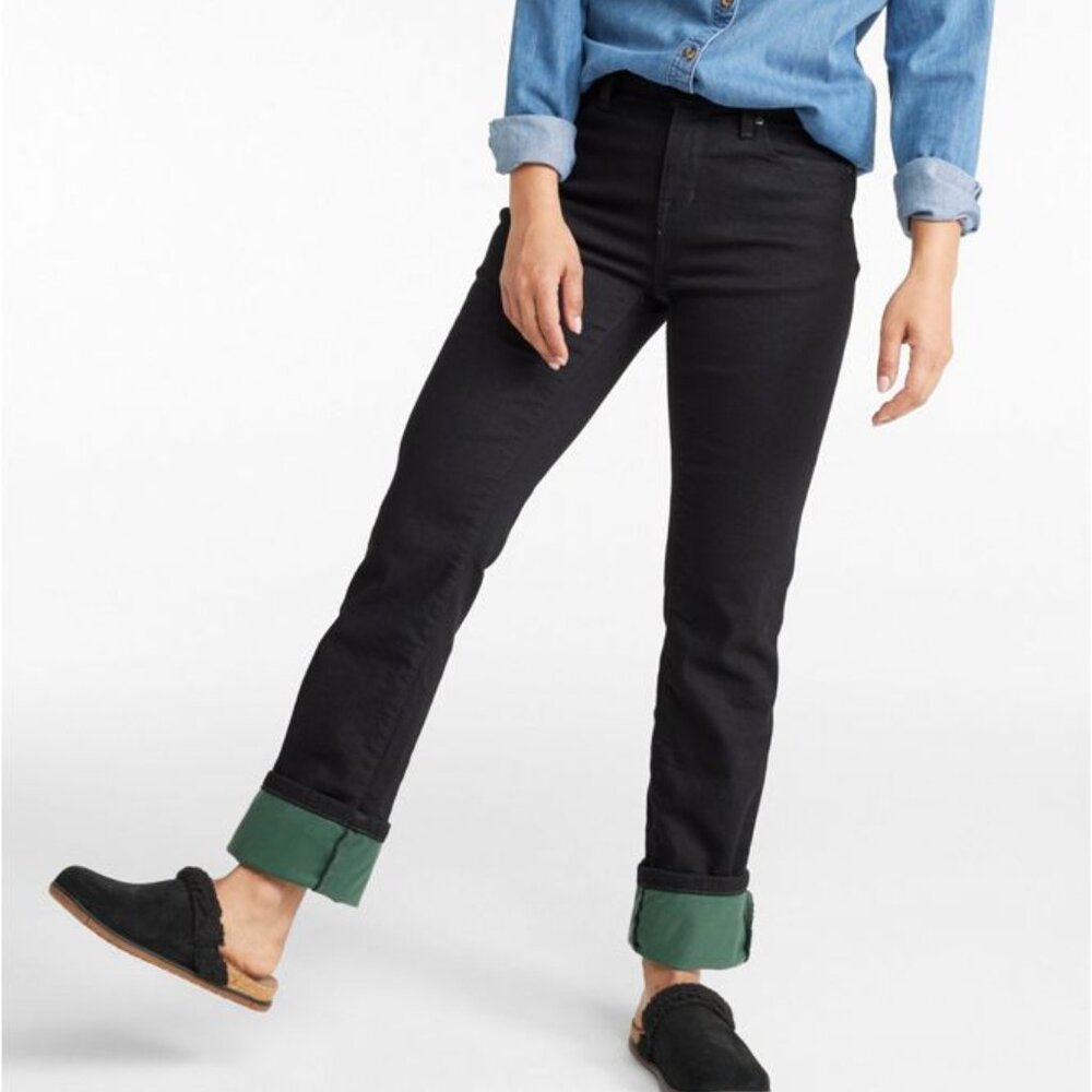 L.L. Bean Classic Fit Fleece-Lined Black Jeans